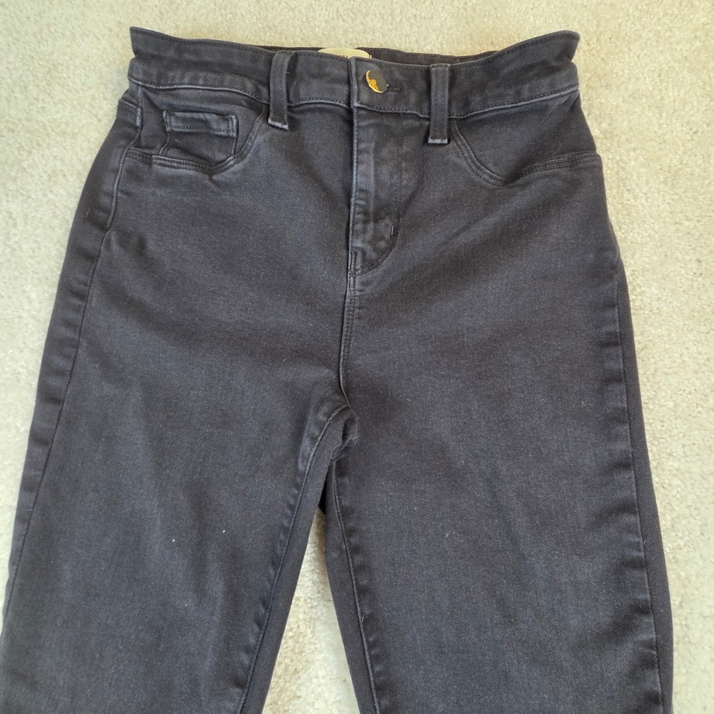 L'AGENCE Abilene High Rise Flare Jeans Noir Black Size 26 Stretch
